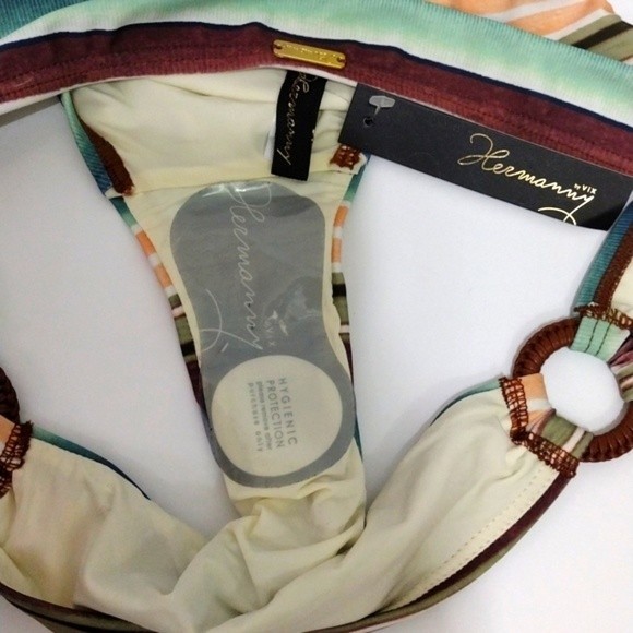 NWT Vix Paula Hermanny Multicolored Striped Triangle Bikini Bottom Swimwear - Picture 7 of 7